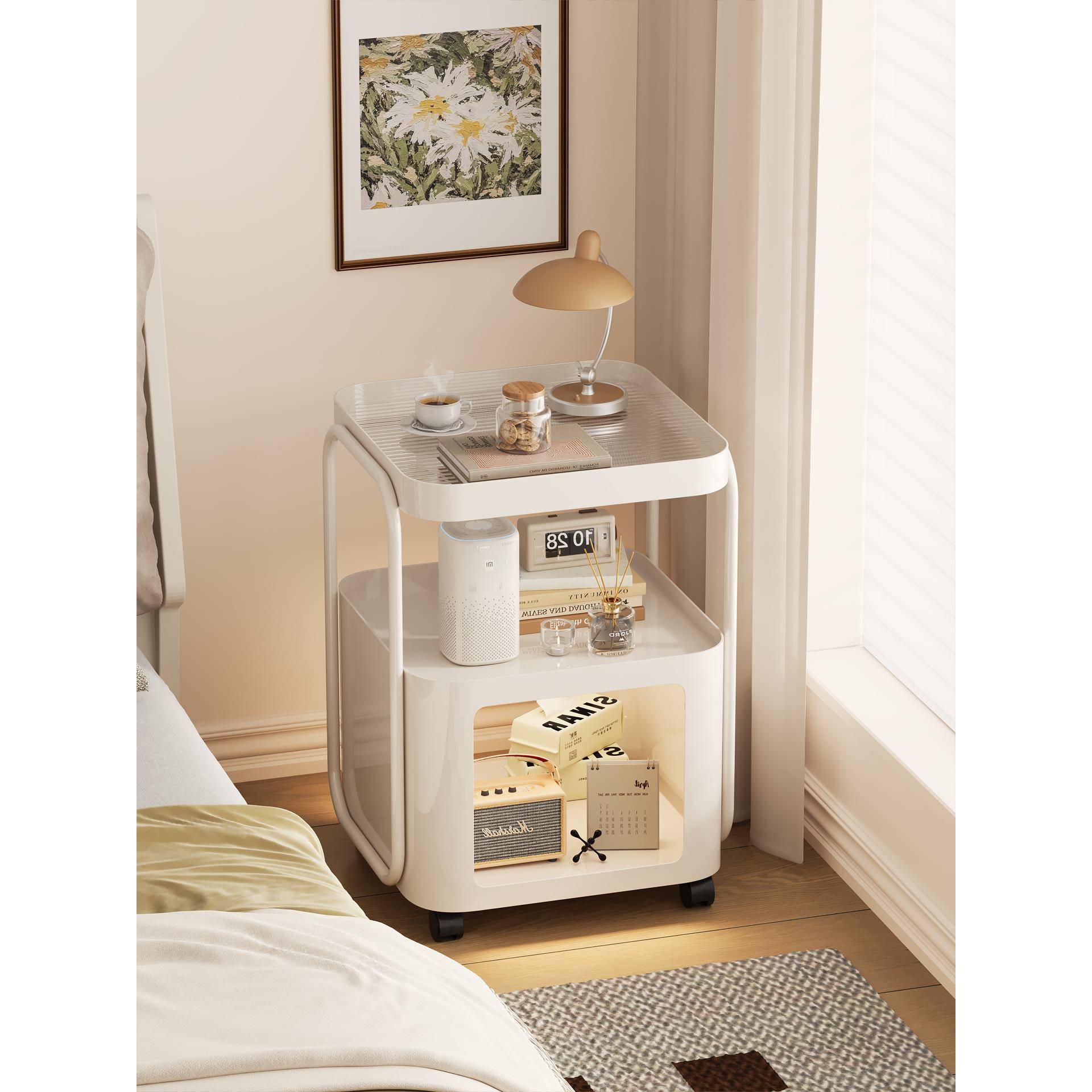 铁艺床头柜家用卧室小型床边置物架家用客厅可移动沙发小边几茶几