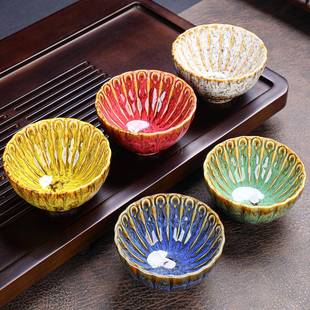 岚宫窑 不同颜色茶杯主人杯茶具功夫茶碗套装陶瓷茶盏建盏礼盒装