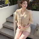 皮草外套 真兔毛定染奶黄色古早温柔感短款 Layyyy 娇矜古早兔