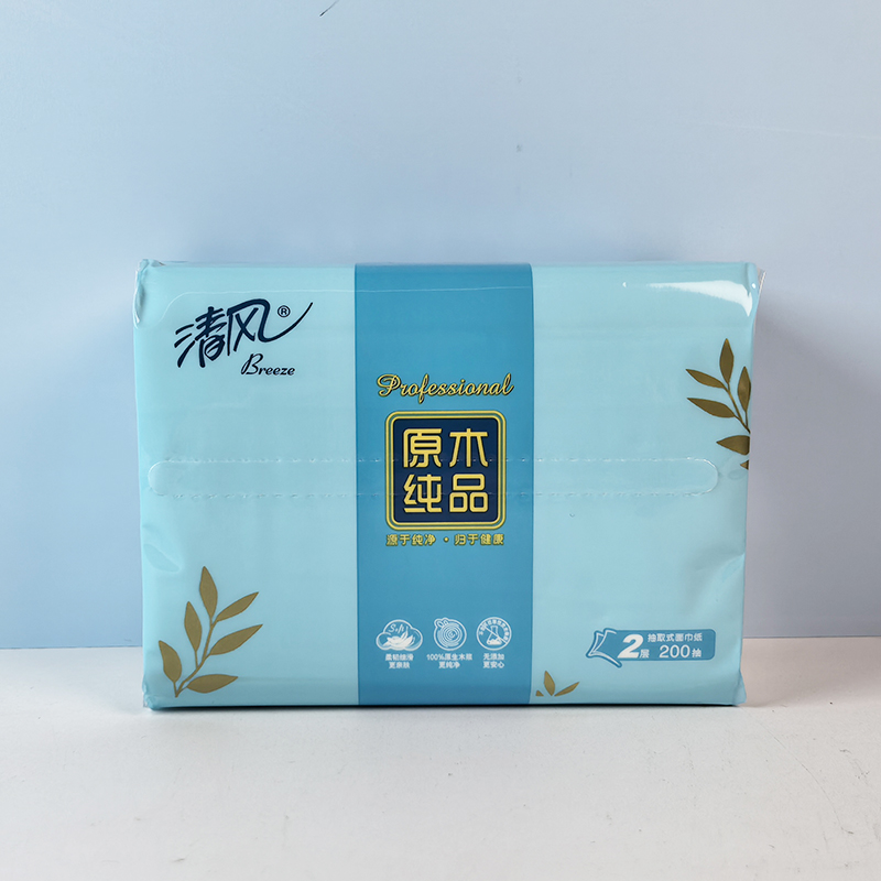 清风原木纯品抽纸200抽2层面巾纸