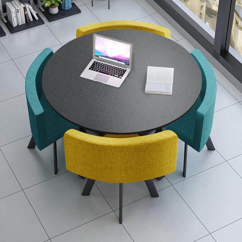 现代简约餐桌椅组合会客接待圆桌椅组合洽桌一桌四椅小户型小圆桌,住宅家具,板木餐桌,淘宝优惠券,粉丝福利购,淘宝优惠卷