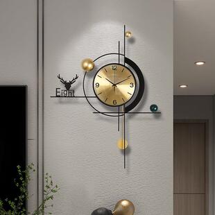 时钟挂钟客厅饭厅现代极简风挂饰钟表个性创意免打孔高档轻奢挂表