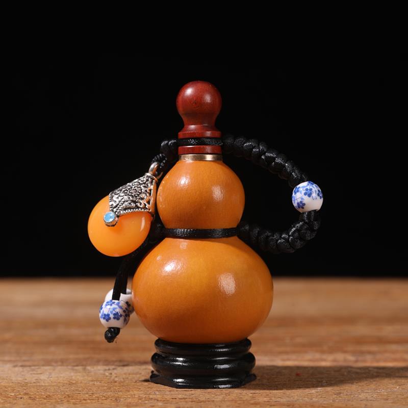 天然酒葫芦文玩手捻小葫芦把件手伴礼鼻烟壶开口葫芦挂件装水药瓶