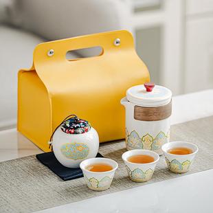 功夫茶具套装 旅行茶具便携式 户外泡茶壶露营快客杯公司礼品