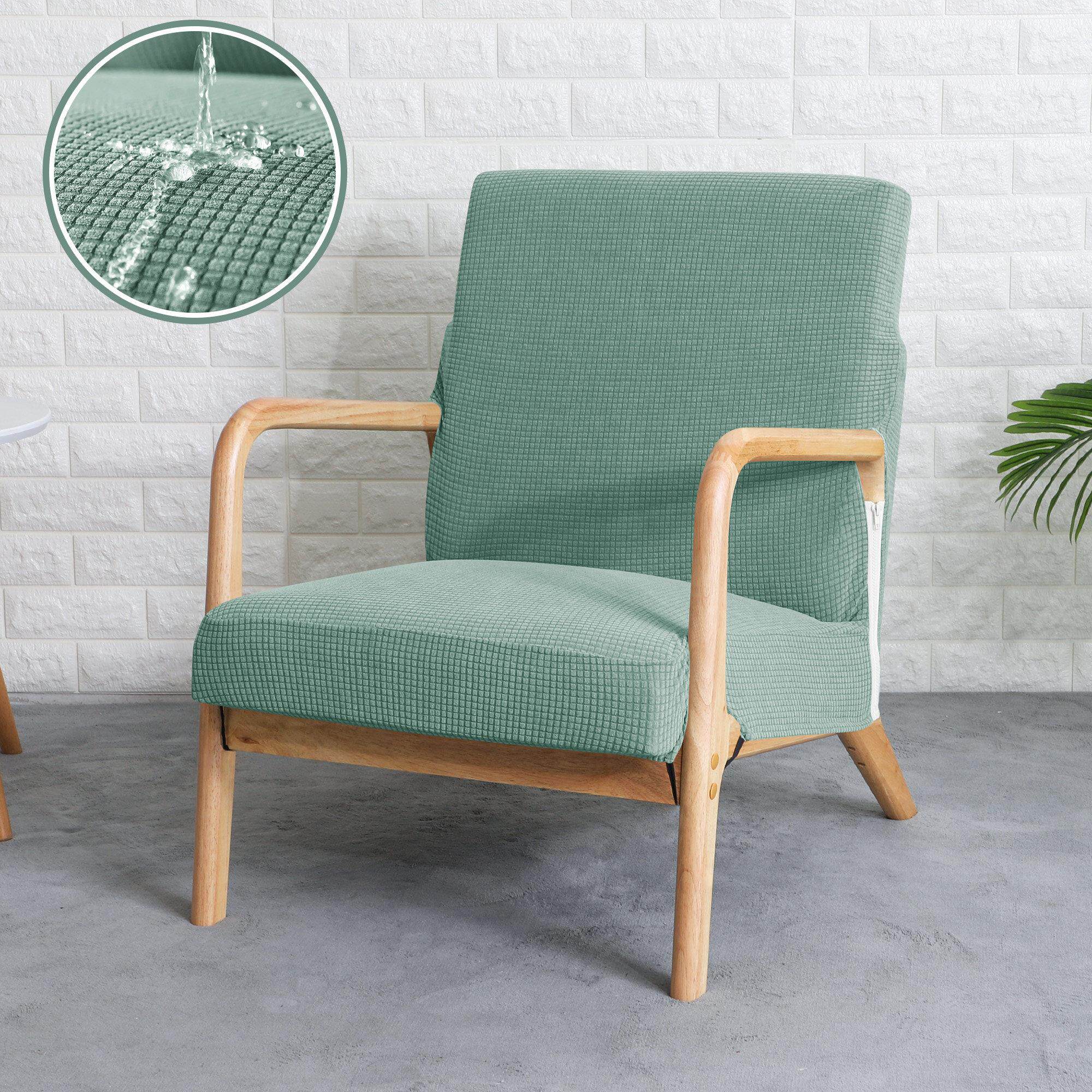 弹力防泼水家用连身椅子套布艺拉炼 炼 凳子套实木沙发单人椅套客