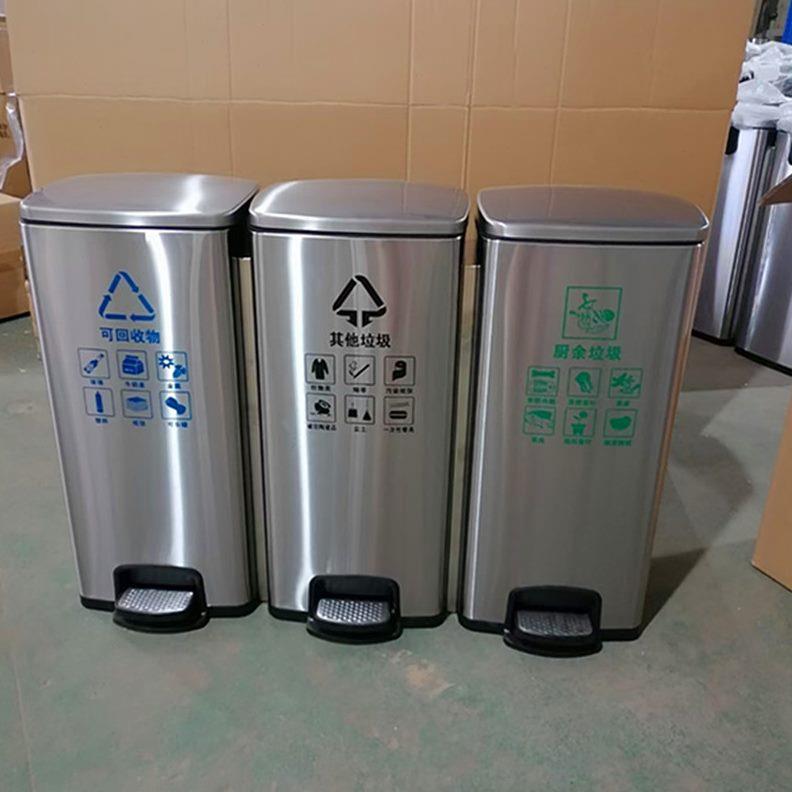 垃圾箱大号商用商场厨房脚踏脚踏式带盖不锈钢垃圾桶分类公共场合