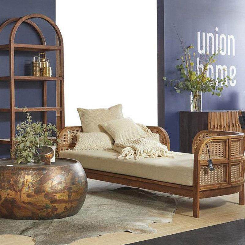 新中式实木藤编沙发组合北欧复古民宿酒店客厅双人三人位卡座家具,住宅家具,实木沙发,淘宝优惠券,粉丝福利购,淘宝优惠卷