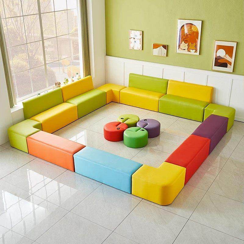 儿童换鞋凳商场培训机构围栏软包长条凳幼儿园彩色组合沙发可定制,住宅家具,儿童沙发,淘宝优惠券,粉丝福利购,淘宝优惠卷