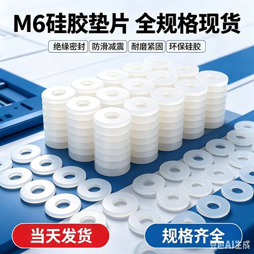 M6 家具五金硅胶垫片 螺丝绝缘减震垫圈 电子电器防水密封平垫