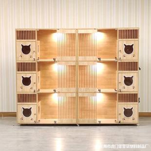实木猫别墅猫笼子猫窝小型猫屋猫房子猫咪别墅展示柜寄养猫柜