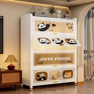 钢制书柜带门儿童书架落地多层储物柜客厅书房置物柜铁艺防尘柜