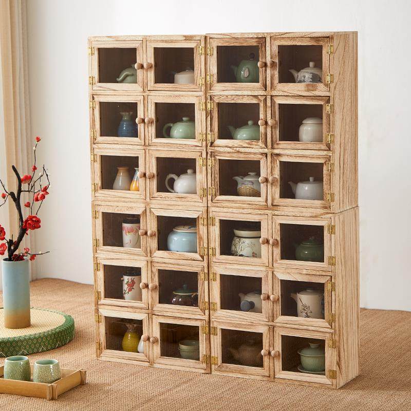 新中式实木防尘收纳柜博古架茶杯架茶壶架紫砂壶摆放架茶具收纳架,住宅家具,多宝格/博古架,淘宝优惠券,粉丝福利购,淘宝优惠卷