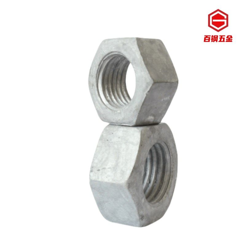 热镀锌螺母六角螺丝帽M6M8M10-M64光伏电力金具用热浸锌六角螺母