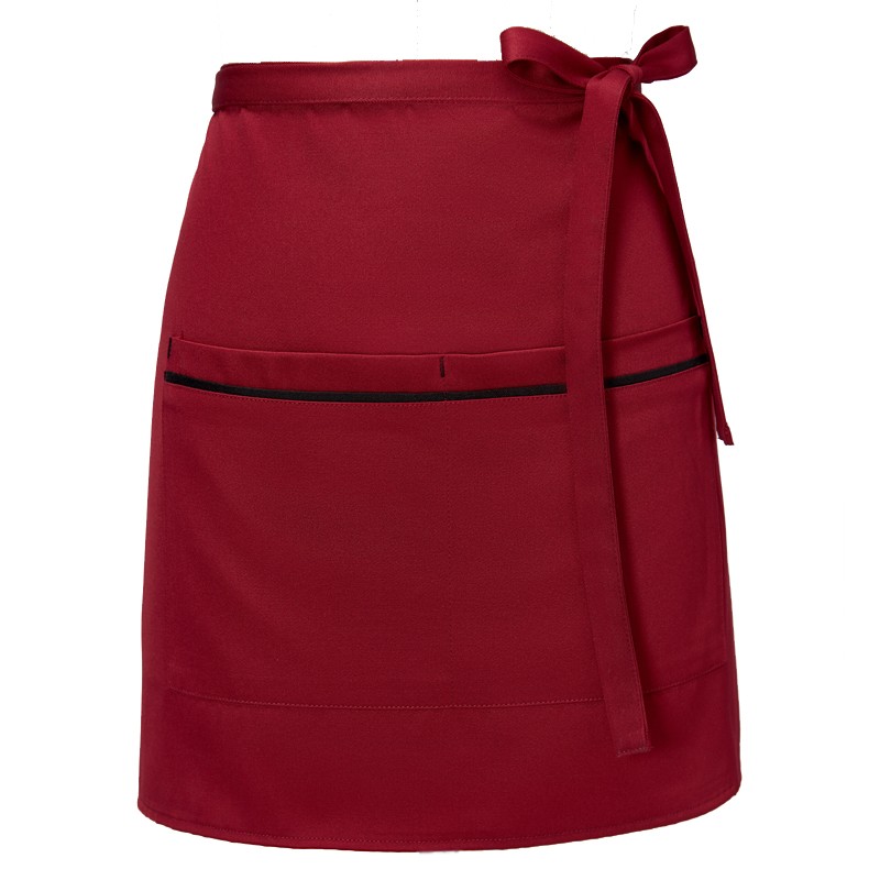 服务员半身围裙短款酒店餐厅饭店厨房防油半截围腰男女工作服印字