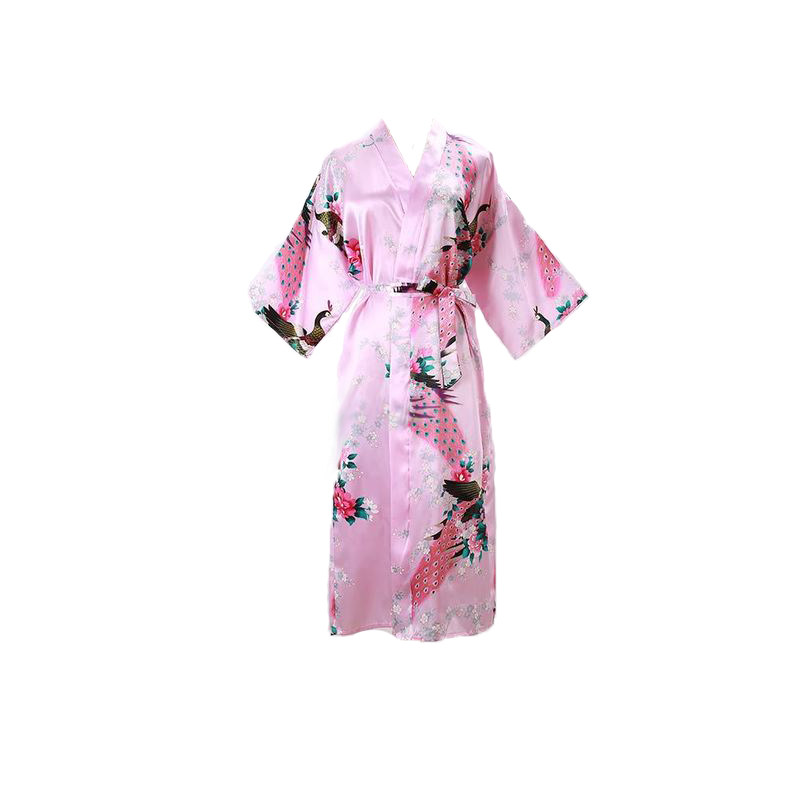 夏季短袖真丝睡衣女士性感睡袍中长款韩日式和服系带浴袍丝绸睡裙