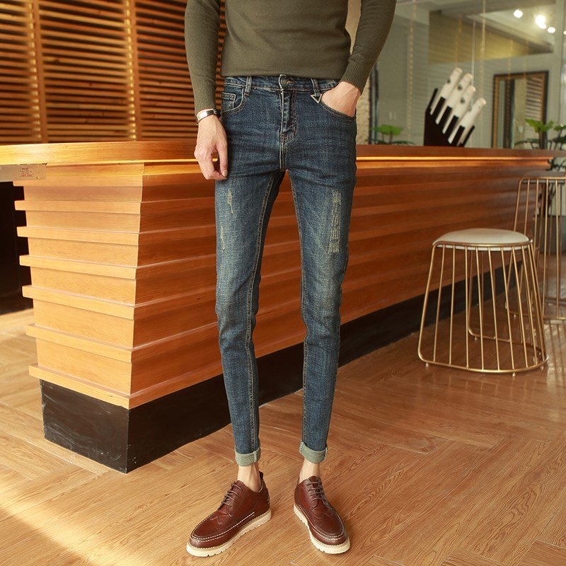 矮个子155小码XS号26-27牛仔裤男裤子紧身小脚裤修身弹力铅笔长裤