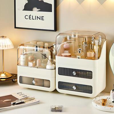 化妆品收纳盒桌面高级感家用防尘大容量梳妆台面膜护肤品整理箱柜