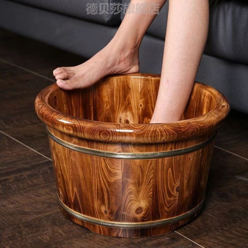 实木泡脚桶家用养生按摩足浴桶泡脚洗脚桶木质保温洗脚盆木桶排水