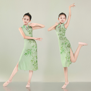 儿童古典舞演出服外婆桥舞蹈服装女童中国风走秀旗袍扇子舞练功服