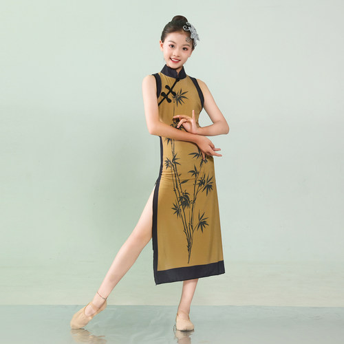 儿童古典舞旗袍2026新款立春舞蹈练功服女童中式国风扇子舞旗袍服