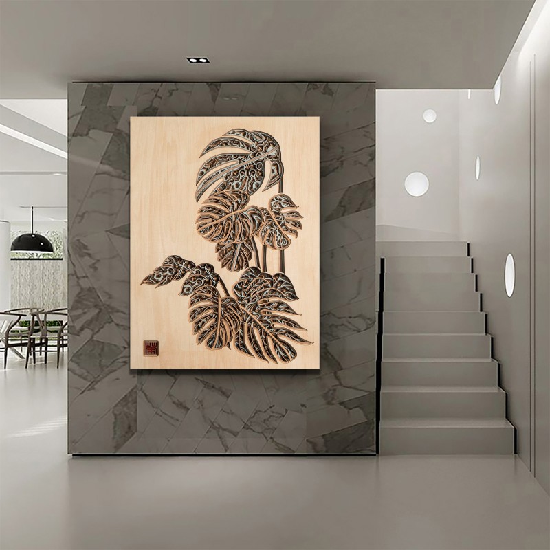 梯木叠雕新创意餐厅墙面装饰新中式壁饰玄关客厅立体壁挂墙壁装饰