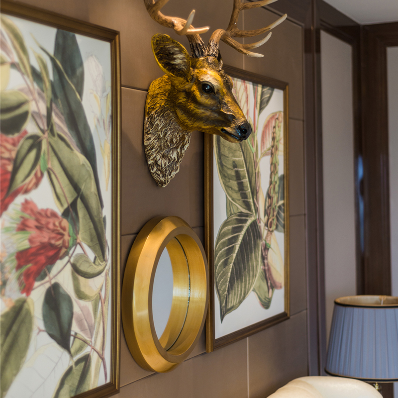 欧式餐边装饰镜金色圆形组合镜美式客厅沙发背景墙组合壁饰镜子