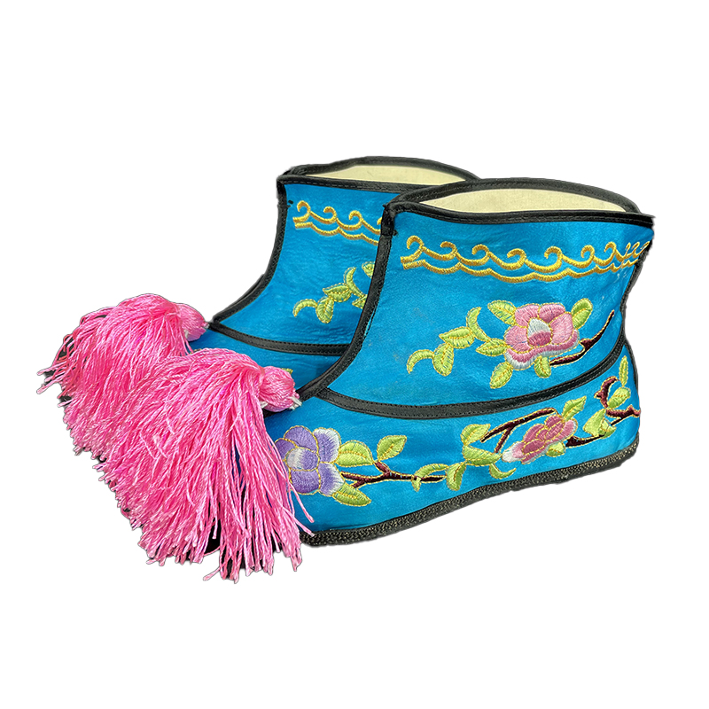 戏曲平底彩快戏剧京剧武旦女彩鞋武旦靴女打靴战靴轮胎底绣花快靴