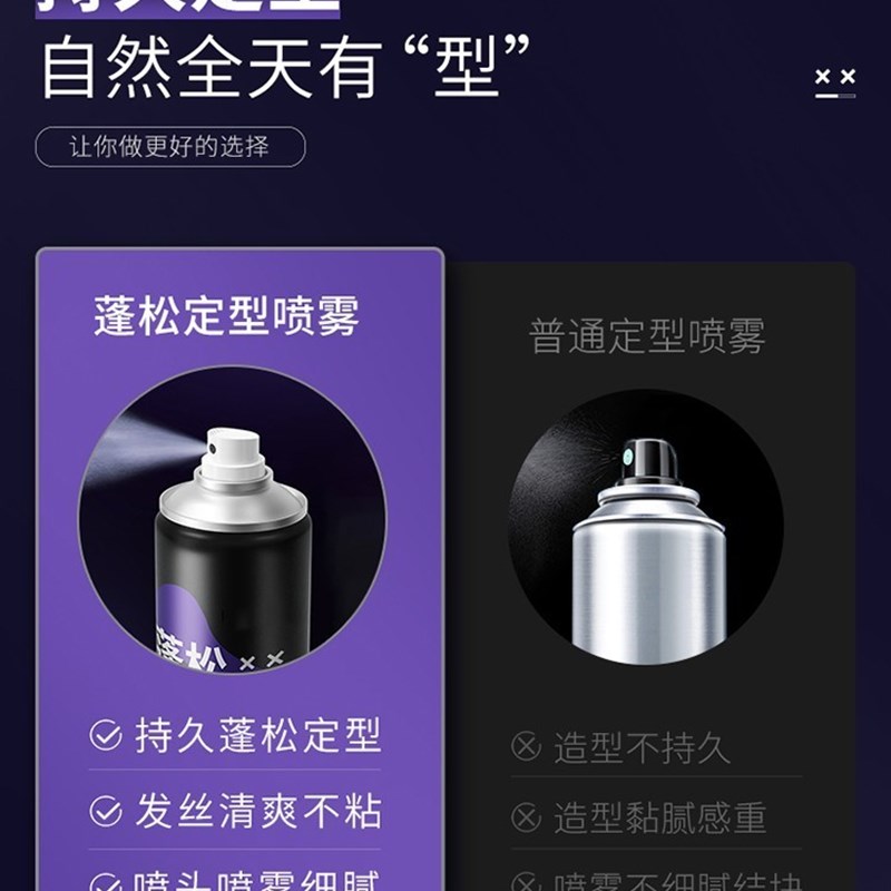 屈臣空气感定型喷雾高颅顶女发胶头发自然蓬松神器持久刘海直发