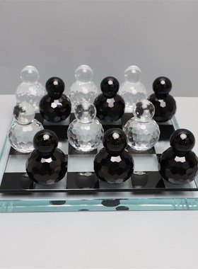 北欧水晶棋盘摆件样板房样品屋展示中心卧室书房客厅桌面玄关软装