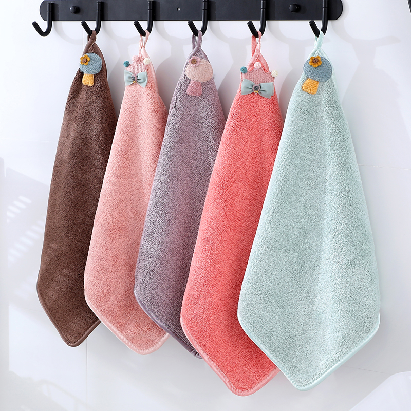 5条装贴布珊瑚绒儿童巾洗脸家用擦脸巾吸水比纯棉全棉柔软擦手巾