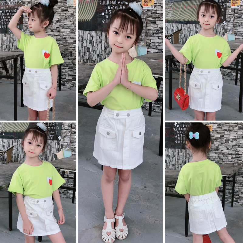 2022夏天儿童包裙半身裙女童牛仔裙裤小女孩A字裙薄款中大童短裙