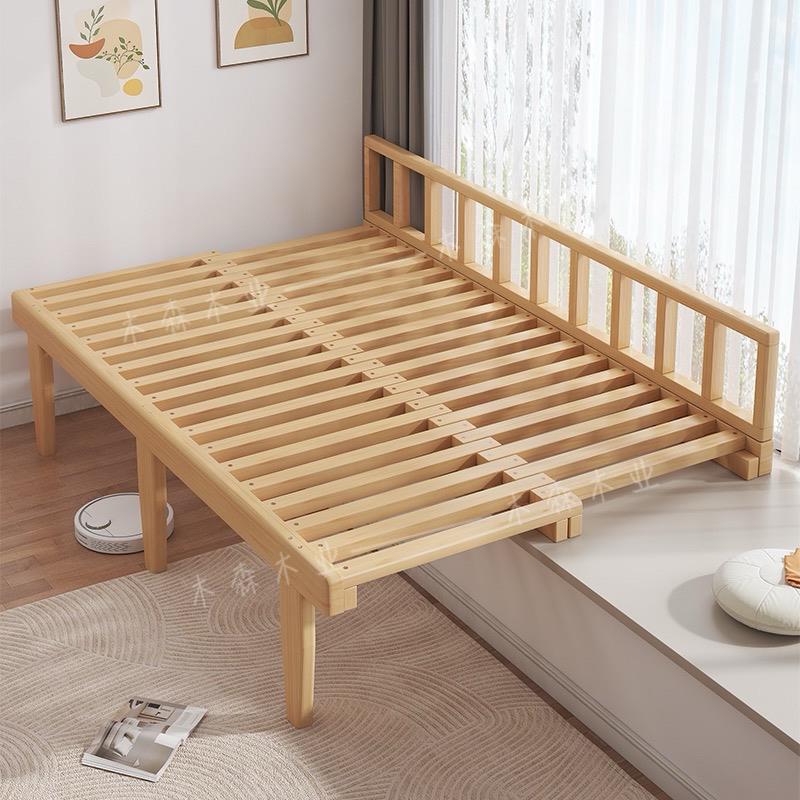 小户型折叠床飘窗伸缩拼接床排骨架榻榻米伸缩抽拉拓展定制实木床