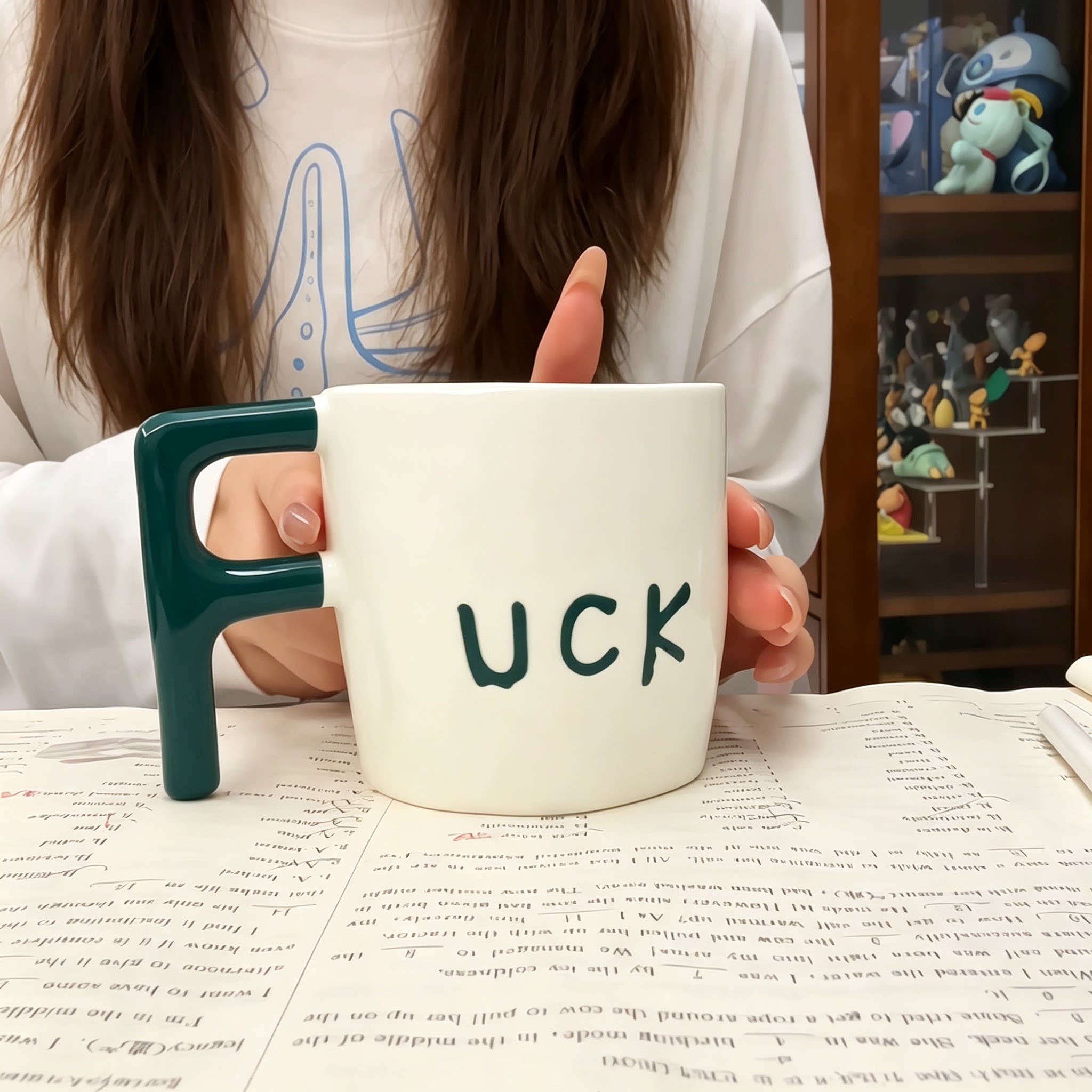 Fuck马克杯创意恶搞咖啡杯家用喝水杯趣味燕麦早餐杯送闺蜜陶瓷杯
