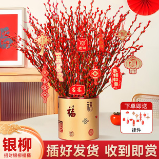 银柳真花鲜枝干花花束客厅摆件年宵花超长花期红柳枝条花卉绿植物