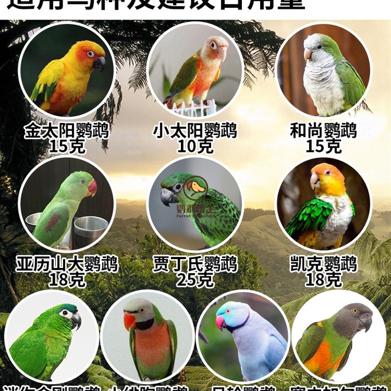 博士中小型鹦鹉饲料鸟粮小太阳金太阳和尚无壳混合粮食鸟食滋养丸