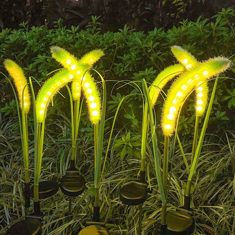 太阳能芦苇狗尾巴灯户外防水庭院花园灯布置装饰蒲公英地插草坪灯