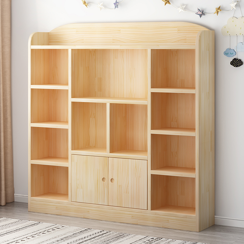 实木儿童书架置物架落地家用收纳一体靠墙书柜矮格子柜玩具储物柜