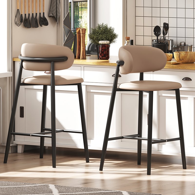 轻奢家用高脚椅软包靠背吧台椅简约现代酒吧KTV咖啡厅休闲高脚凳