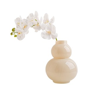 奶油风玻璃花瓶摆件客厅插花现代家居玄关电视柜葫芦水培鲜花花器