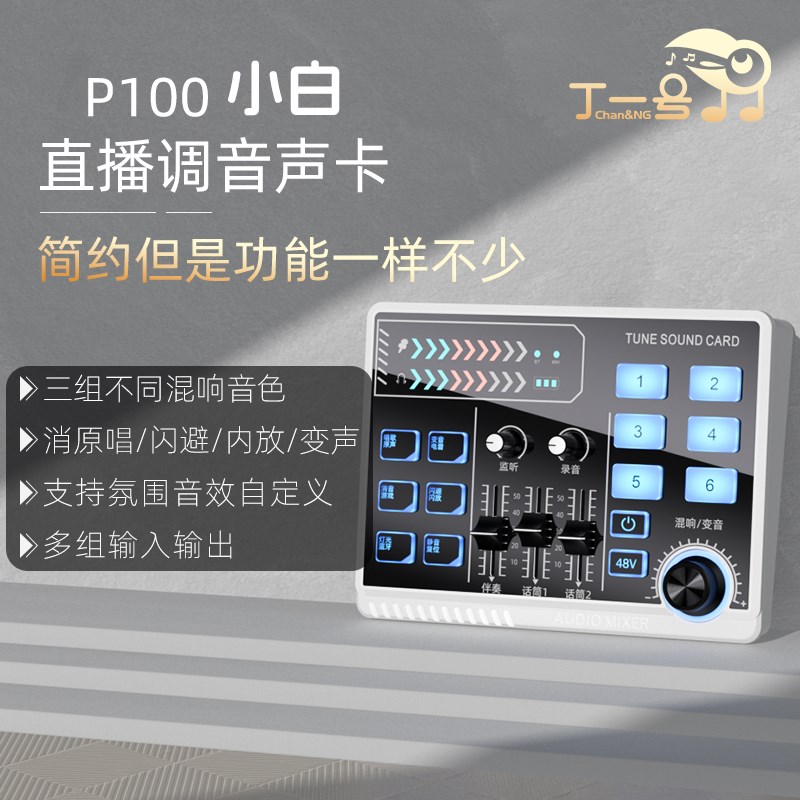 丁一号P100声卡套装直播设备全套k歌麦克风手机电脑主播通用