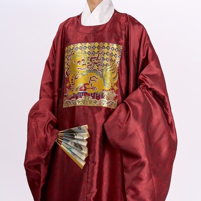 惜物国风 明制圆领袍汉服一品云纹仙鹤麒麟补服文武官绣花汉婚服
