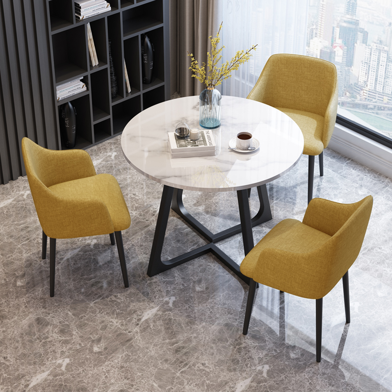 轻奢大理石洽谈接待桌椅简约组合售楼处会客办公休闲桌椅小圆餐桌