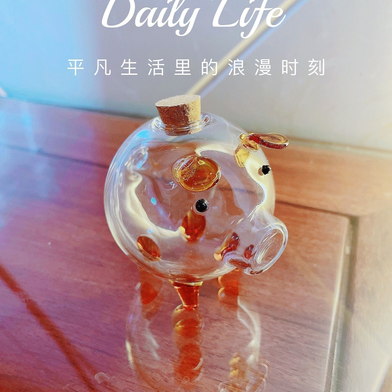 存金罐玻璃攒金豆豆只进不出小猪存钱罐小金豆收纳瓶许愿瓶金瓜子