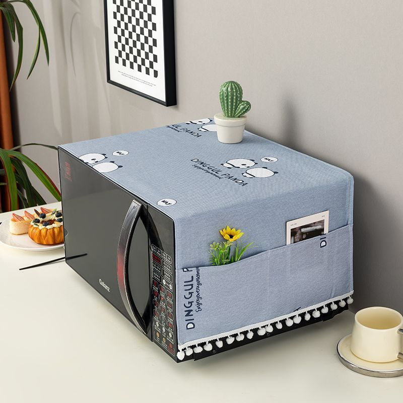 欧式新款微波炉罩布艺防油适用于美的格兰仕简约盖巾烤箱全包罩布