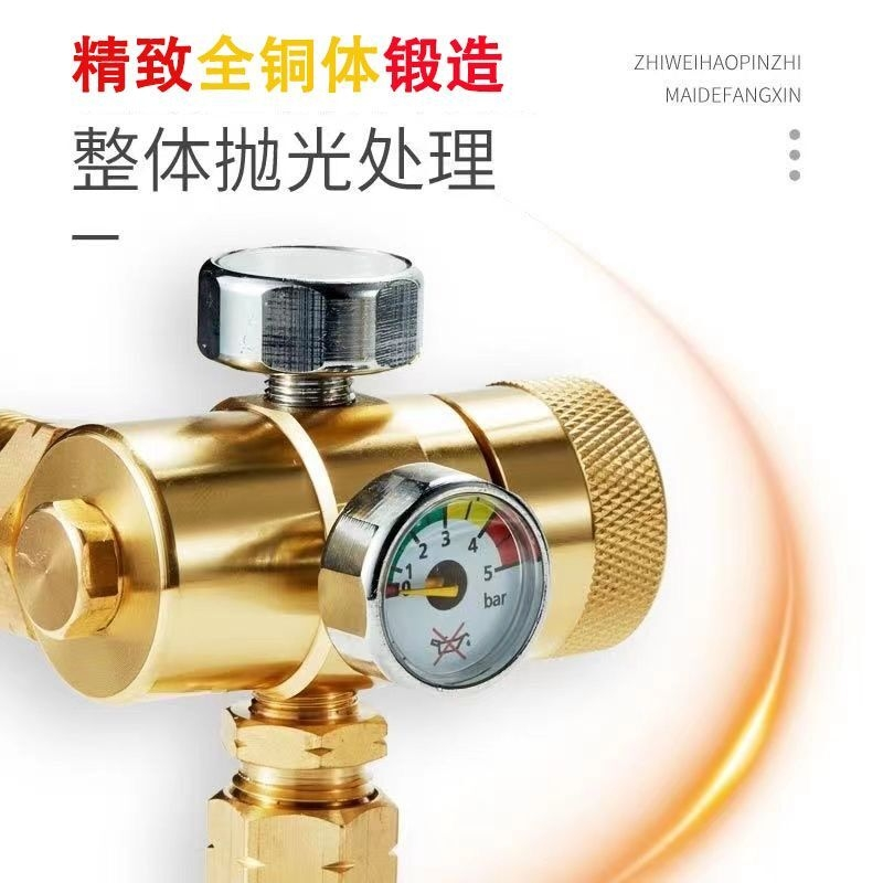全铜L氧气表接头节能减压阀乙炔防摔减压器丙烷煤气罐压力表配件