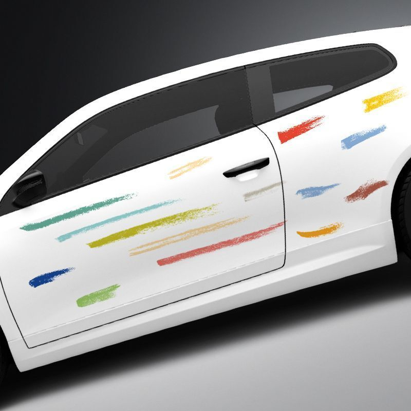 汽车贴纸个性创意涂鸦彩墨痕车门装饰贴的电动车身贴划痕遮挡迷你