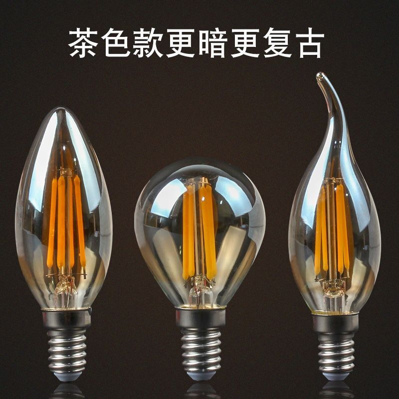 E14小 螺口小头LED爱迪生蜡烛灯泡水晶灯白光拉尾尖泡C35复古超亮