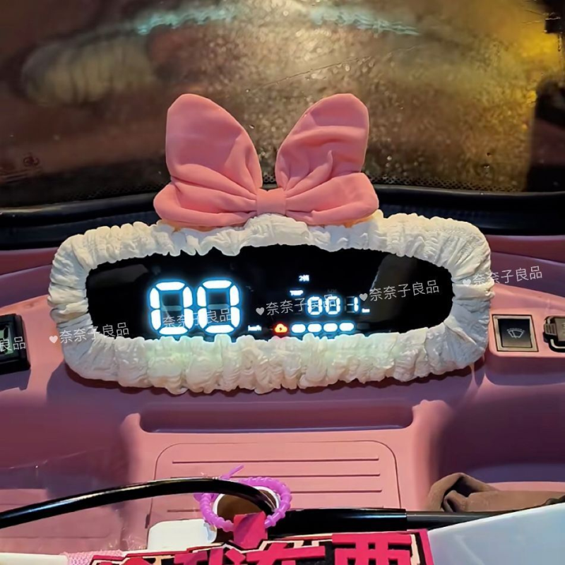 电动三轮车装饰小配件车载蝴蝶结可爱改造装饰屏幕保护套仪表台框