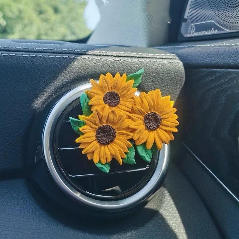 汽车出风口车载香薰香水活力向日葵空调装饰品扩香石网红香氛淡香