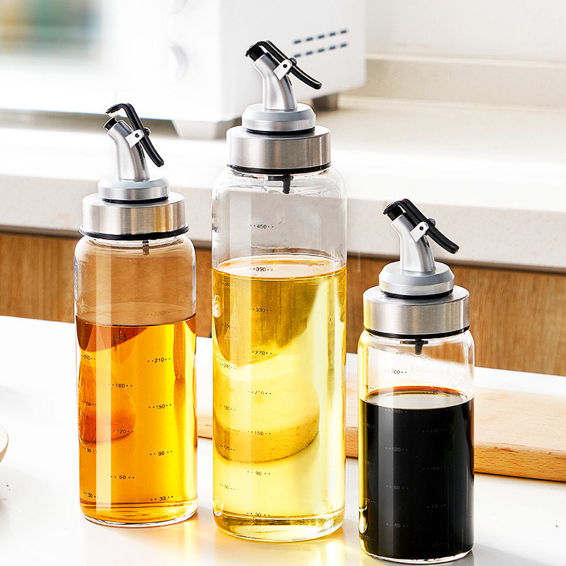油壶耐高温玻璃家用大容量酱油瓶醋壶厨房专用调味瓶全套防漏油罐